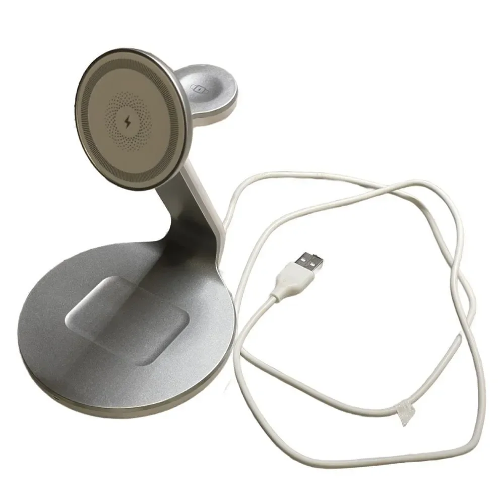 3-in-1 Wireless Charging Station - Silver For iPhone, AirPods & Apple Watch